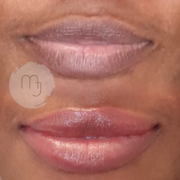 Avant après harmonisation de la pigmentation de lèvres foncées avec Dark Lips Balance® par Maryna Jay à Paris
